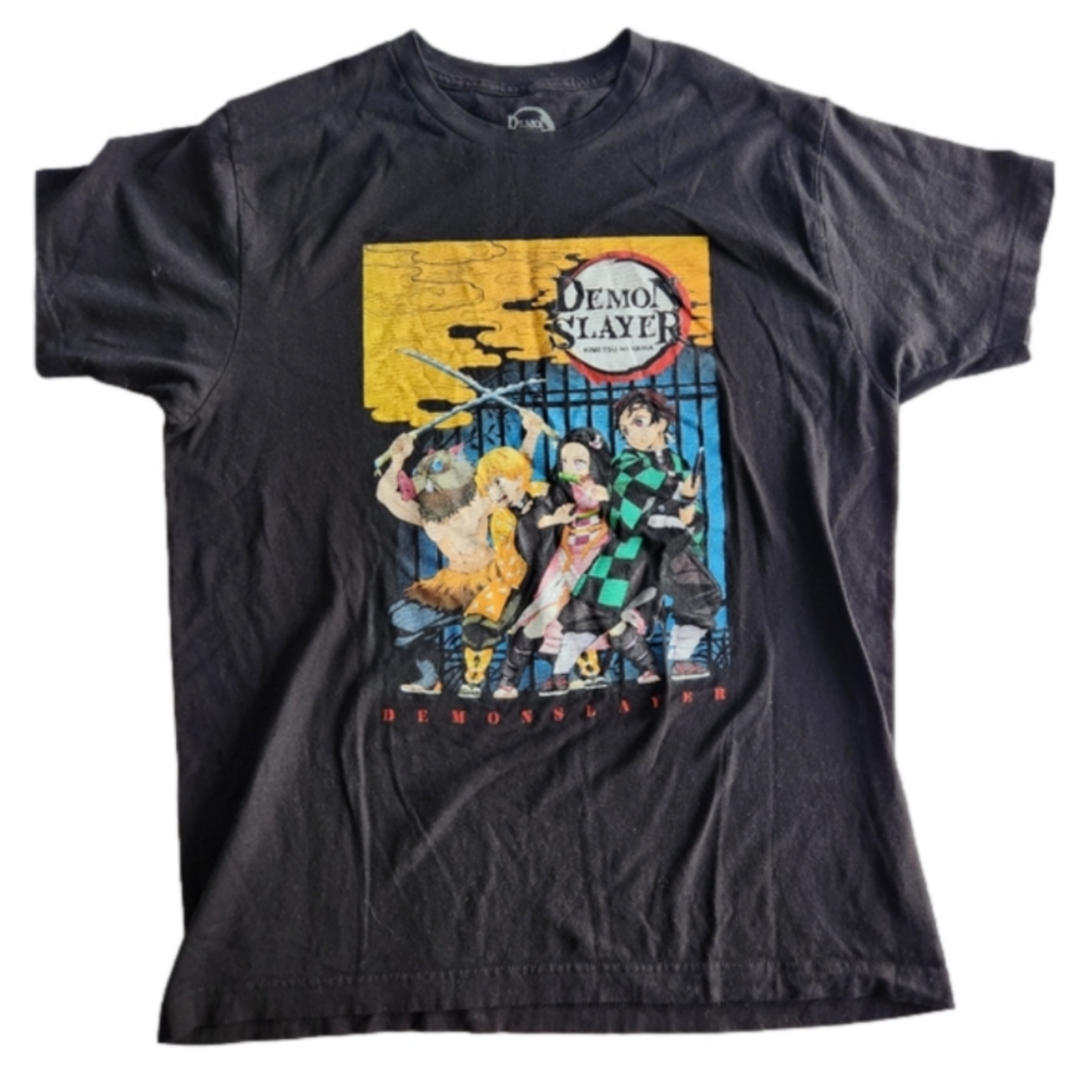 Demon Slayer, KIMETSU NO YAIBA, T Shirt, Anime, Shirt, Black, L